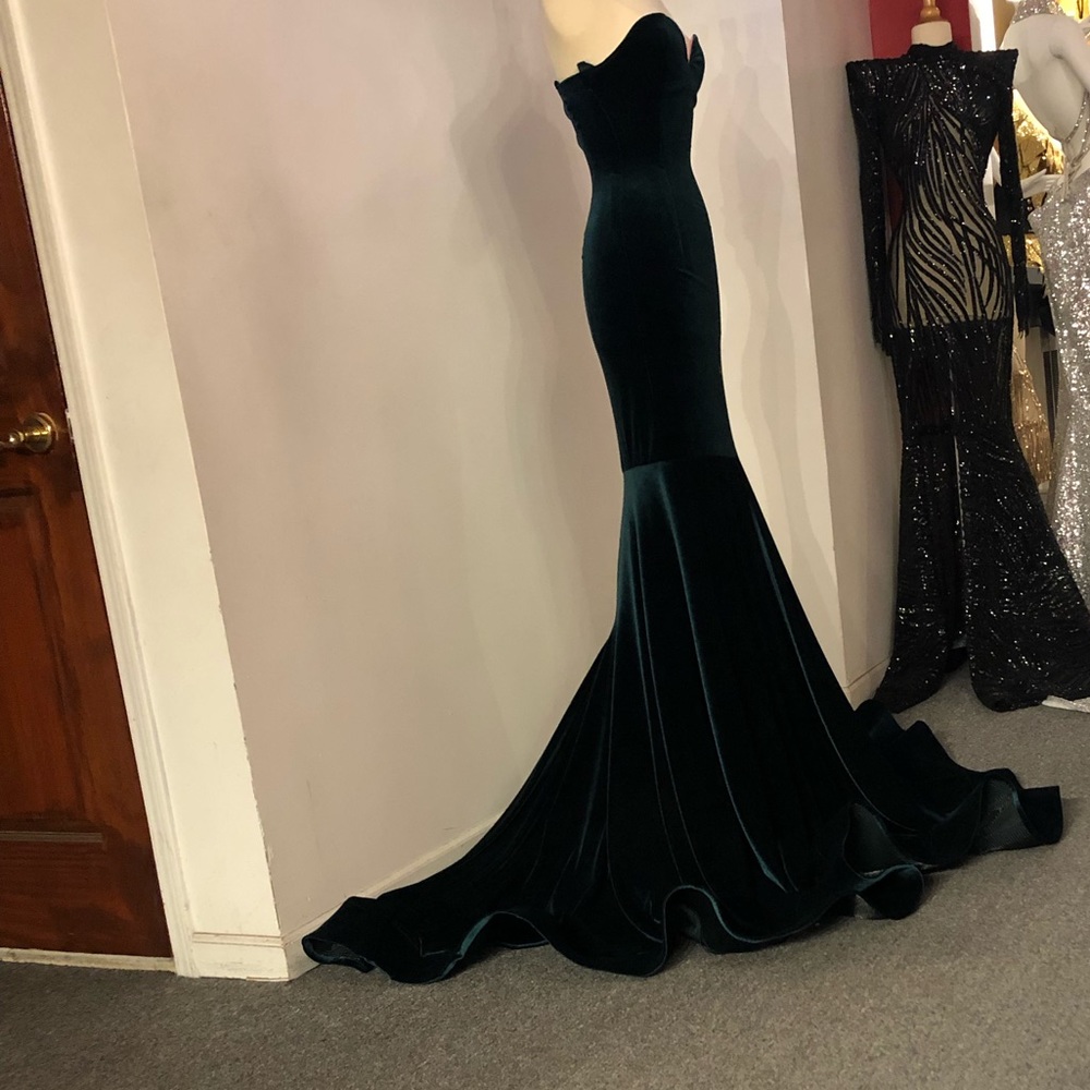 Strapless Green Velvet Gown